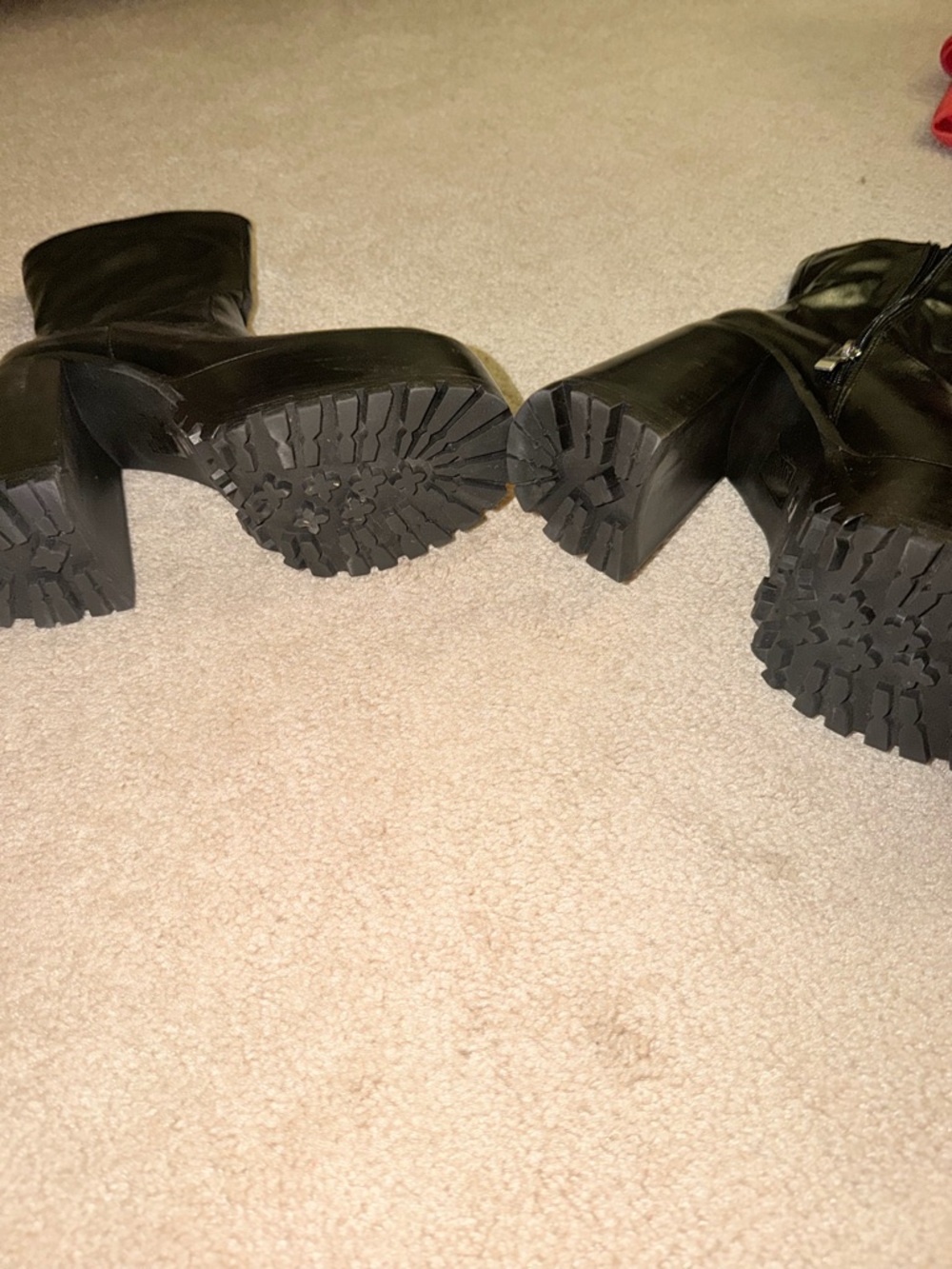 Princess Polly Black Platform Mid-Calf Zip Heeled Boots - Picture 6 of 6